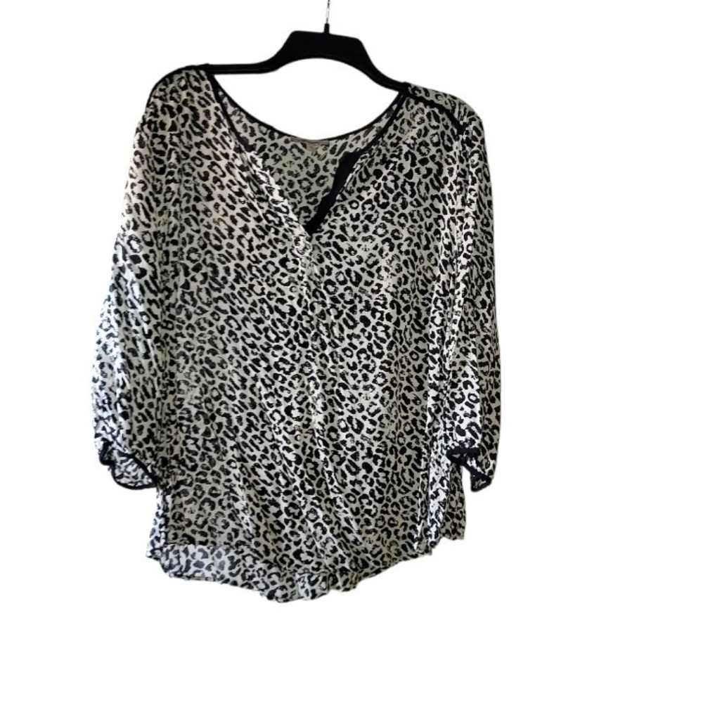 Leopard blouse quarter sleeve